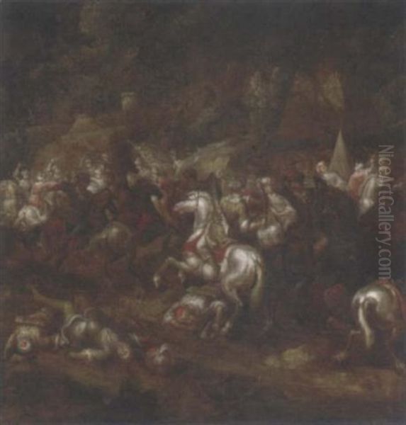 A Calvary Battle Oil Painting by Rugendas, Georg Philipp I