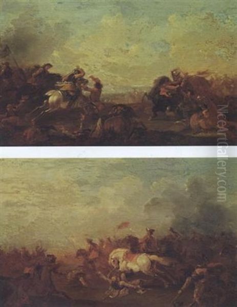 Cavalry Battle Oil Painting by Rugendas, Georg Philipp I