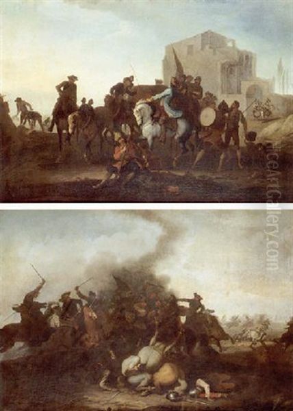 La Halte Des Cavaliers Oil Painting by Rugendas, Georg Philipp I
