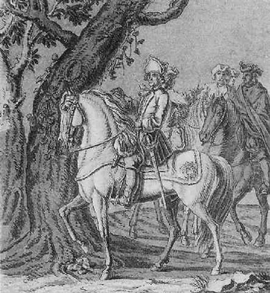 Reitergruppe Unter Einem Baum Oil Painting by Rugendas, Georg Philipp I