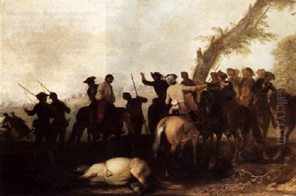 A Cavalry Engagement Oil Painting by Rugendas, Georg Philipp I