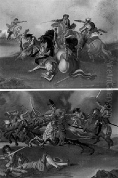 Choc De Cavalerie Oil Painting by Rugendas, Georg Philipp I