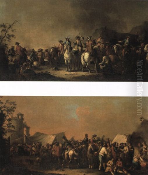 La Halte De La  Cavalerie Oil Painting by Rugendas, Georg Philipp I