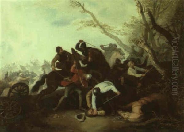 Bewaffnete Reiter Und Bauern Im Kampf Oil Painting by Rugendas, Georg Philipp I