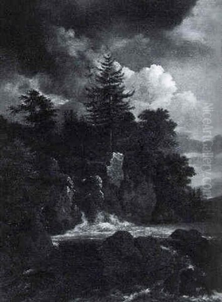 A Scandinavian Landscape Oil Painting by Jacob Van Ruisdael