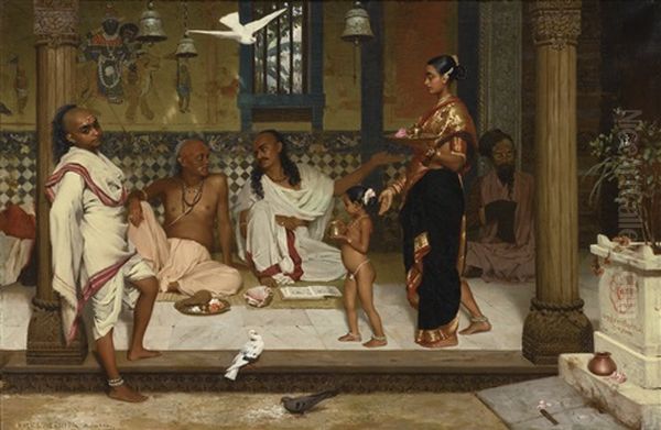 Untitled (a Brahmin Household) Oil Painting by Horace Van Ruith