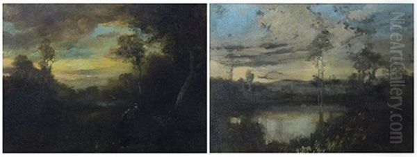 Landscapes At Sunset (2 Works) Oil Painting by Benigino Yamero Ruiz