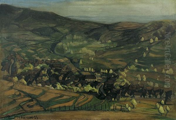 Blick Auf Das Kaiserstuhler Winzerdorf Achkarren Oil Painting by August Rumm