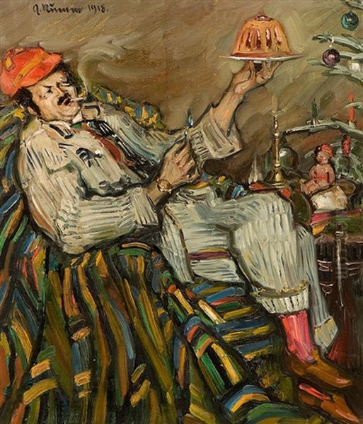 Am Weihnachtsabend Oil Painting by August Rumm