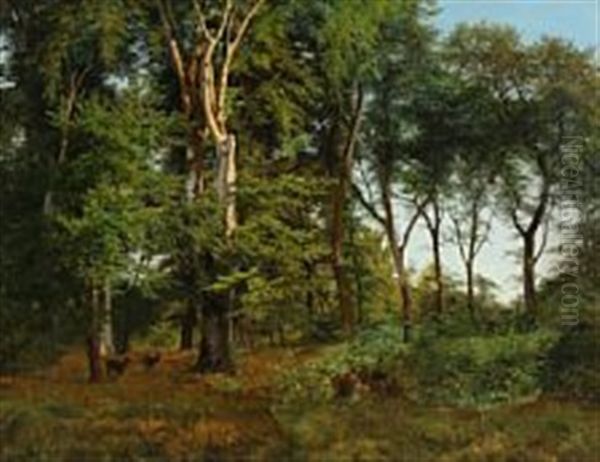 A Danish Forest At Spring Oil Painting by Gotfred Rump