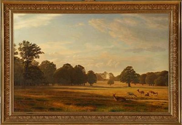 Scene From The Deer Garden, Denmark Oil Painting by Gotfred Rump