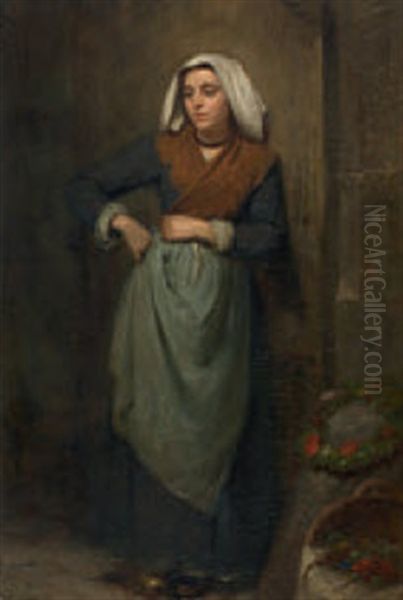 Ganzbildnis Einer Jungen Bauerin Oil Painting by Philipp Rumpf