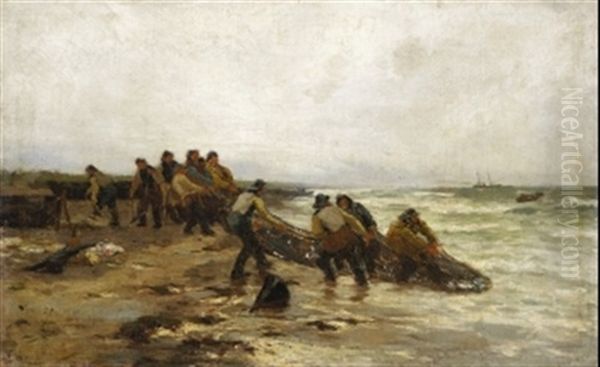 Fischer An Der Danischen Kuste Oil Painting by Julius Friedrich Ludwig Runge