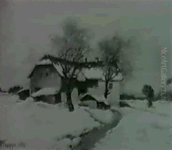 Schneelandschaft Bei Salzburg Oil Painting by Michael Ruppe