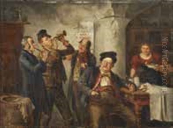 Schenkeninterieur Mit Gast, Der Sich Von
Drei Musikanten Vorspielen Lasst Oil Painting by Otto Ruprecht