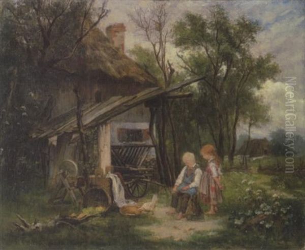 Sommeridylle Am Bauernhof Oil Painting by Otto Ruprecht