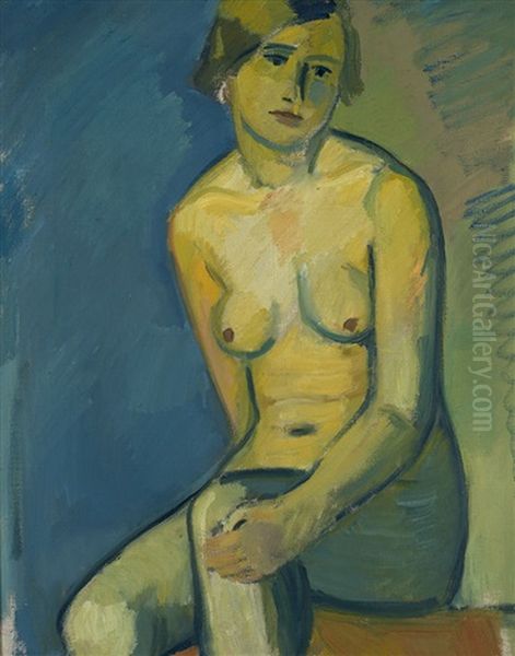 Model Oil Painting by Aleksander Isaakovich Rusakov