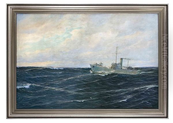 Zerstorer Auf Hoher See Oil Painting by Ernst Rusch
