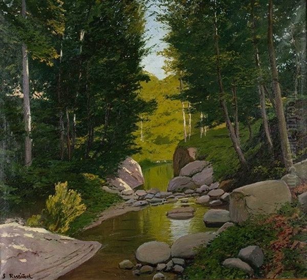 Aguas Al Atardecer Oil Painting by Santiago Rusinol i Prats