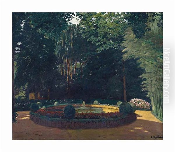Brollador Del Parc Bades, Arbucies Oil Painting by Santiago Rusinol i Prats
