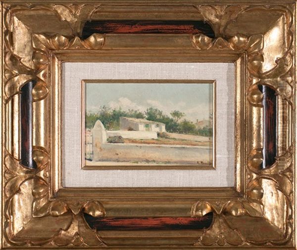 Nota De Caseta Amb Tancat Oil Painting by Santiago Rusinol i Prats