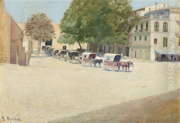 Paseo De Mallorca Oil Painting by Santiago Rusinol i Prats