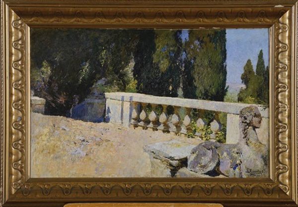 Jardin Francais Oil Painting by Santiago Rusinol i Prats