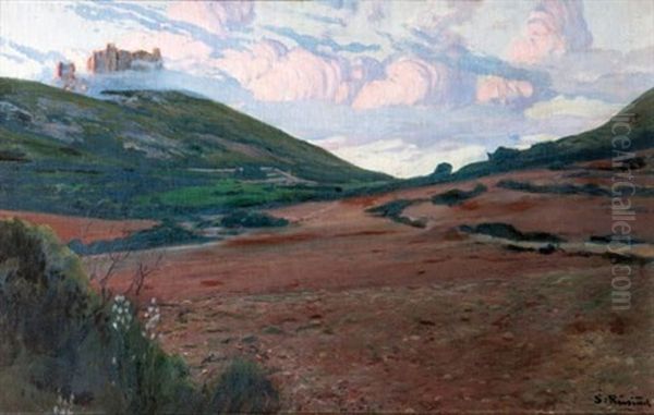 Atardecer En El Castillo De Sant Pere En Begur, Gerona Oil Painting by Santiago Rusinol i Prats