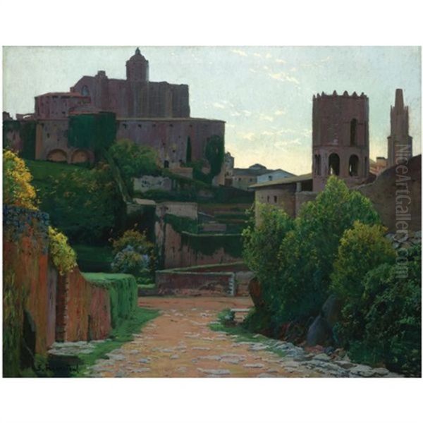 Vista De Girona, Ii (view Of Girona, Ii) Oil Painting by Santiago Rusinol i Prats