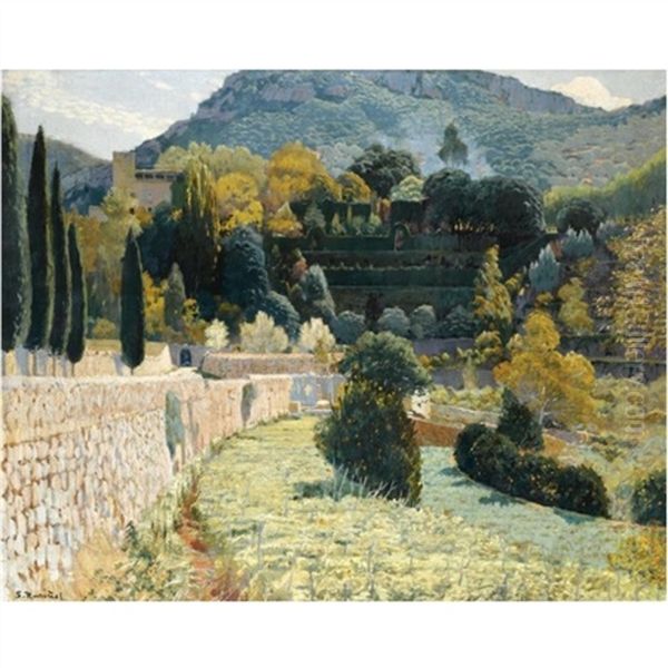 Jardi De Muntanya, Sa Coma, Iv (terraced Gardens, Sa Como) Oil Painting by Santiago Rusinol i Prats