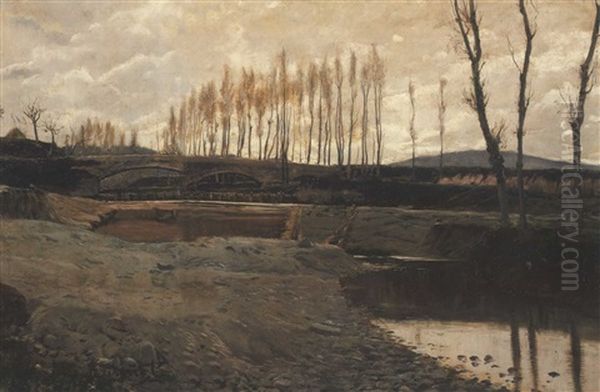 Un Atardecer En Cataluna Oil Painting by Santiago Rusinol i Prats