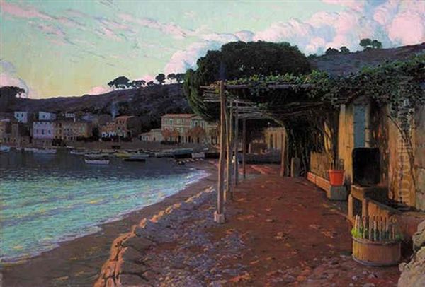Casa De Pescadors, Mallorca Oil Painting by Santiago Rusinol i Prats