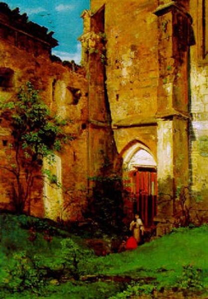 Rast An Der Klostermauer Oil Painting by Robert Russ