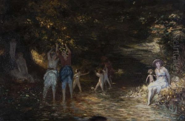 Figures Dancing In A Sunlit Glade Oil Painting by George William Russell