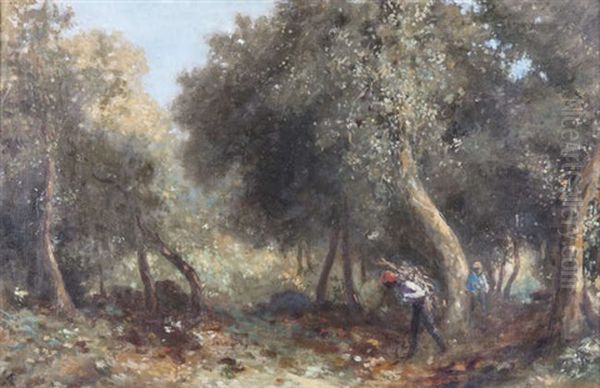 Gathering Sticks In The Wood Oil Painting by George William Russell