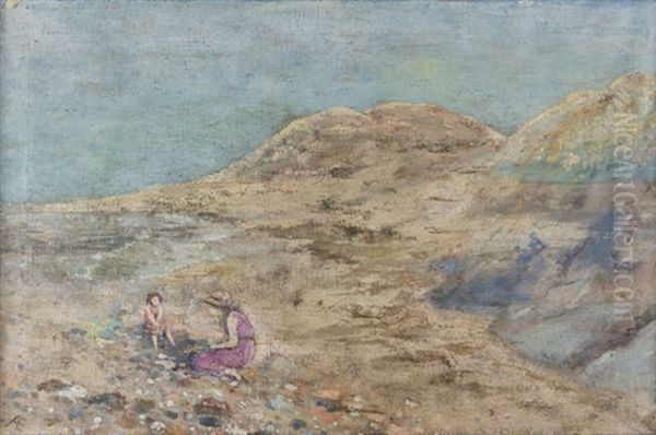 Two Figures On The Dunes Oil Painting by George William Russell