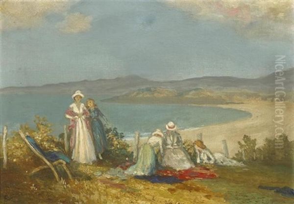 Ladies On A Beach Oil Painting by George William Russell