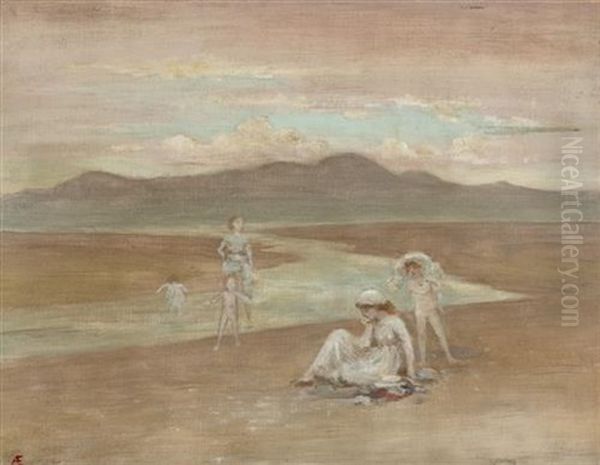 Bathers At Dusk Oil Painting by George William Russell