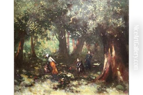 Children In The Woods Oil Painting by George William Russell