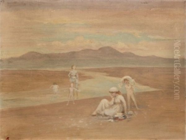 Family Swim Oil Painting by George William Russell