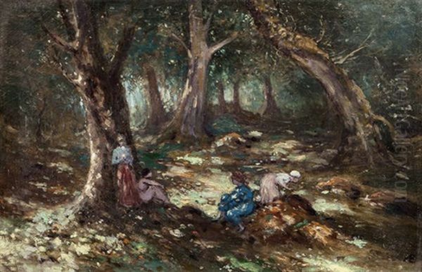 Woods At Raheen Oil Painting by George William Russell