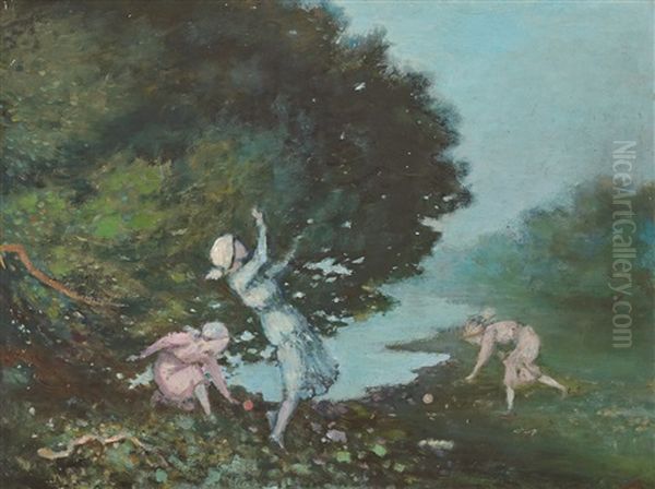 The Apple Pickers Oil Painting by George William Russell