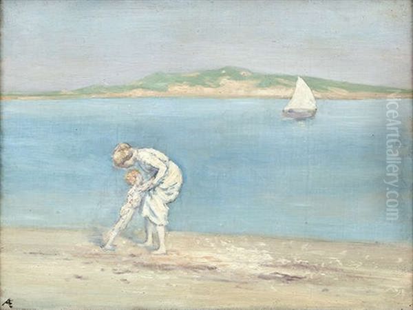 The White Sail, Portmarnock Oil Painting by George William Russell