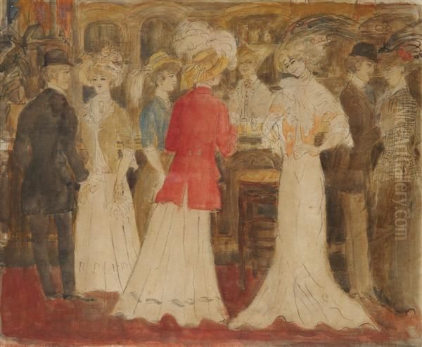 Scene De Bar Oil Painting by Georges Bottini