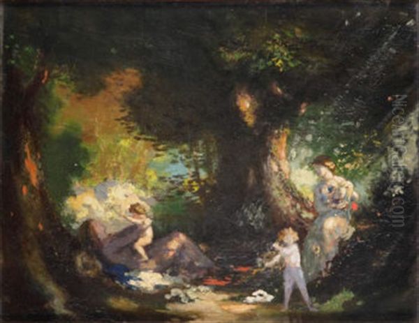 Woodland Scene Oil Painting by George William Russell