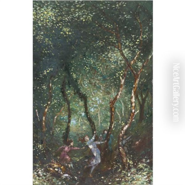 Figures Dancing In The Woods Oil Painting by George William Russell