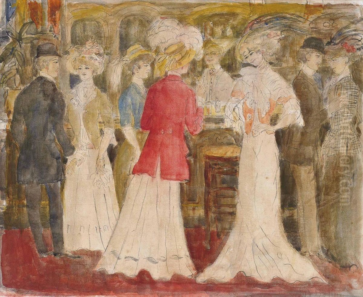 Le Bar Oil Painting by Georges Bottini