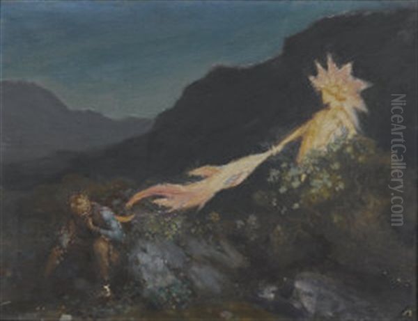 Mystical Landscape With Figures Oil Painting by George William Russell