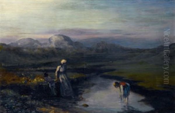 At The River Oil Painting by George William Russell