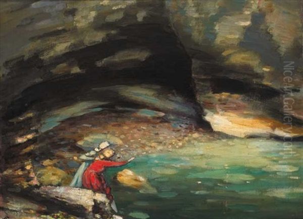 Two Women Looking Out To Sea Oil Painting by George William Russell